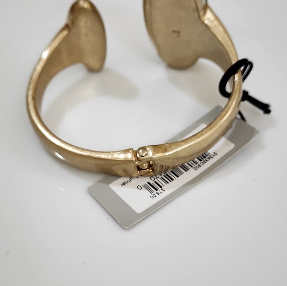 Robert Lee Morris  Gold Green Stone Bracelet Bangle Boho - Picture 4 of 7